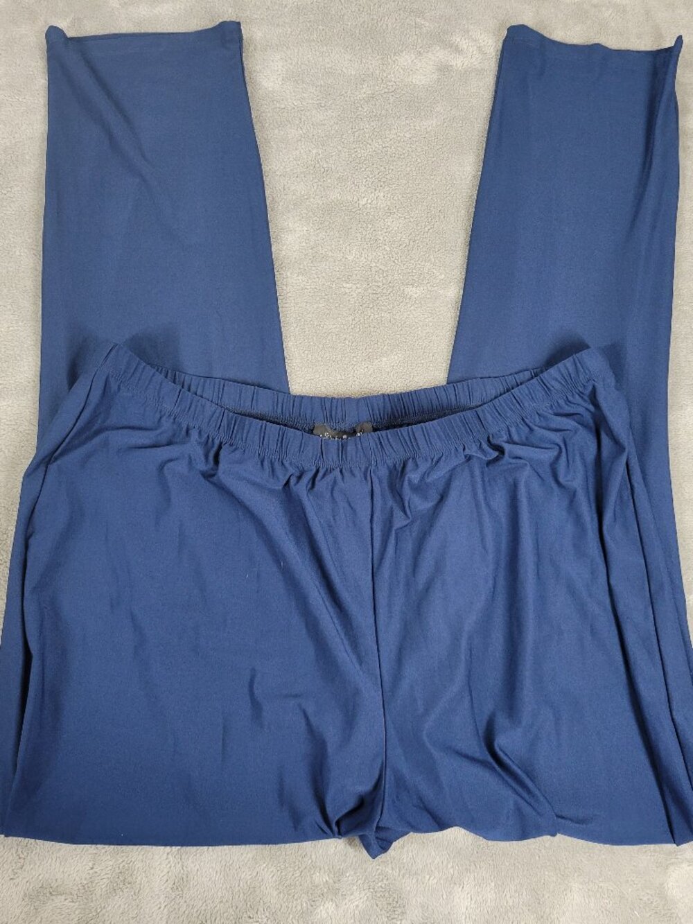 Slinky Brand 1X Blue Pants Straight Leg Elastic Waist Pull On Dress Pants BLU77E